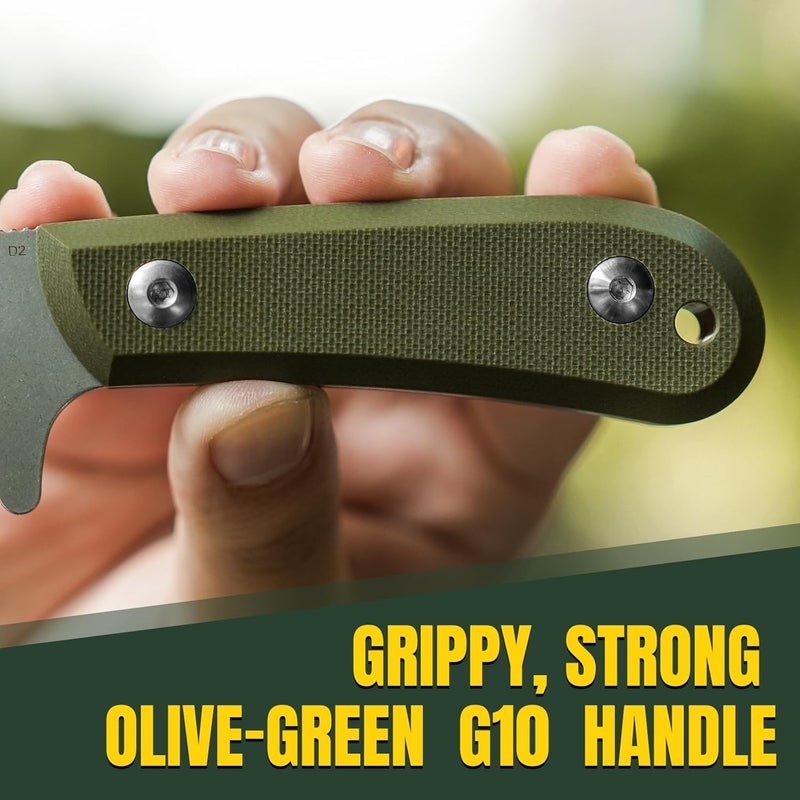 KIZER Deckhand Fixed Blade Knife with Sheath, D2 Blade Camping Knife G10 Handle, Fixed Blade EDC Knives for Men Women, Outdoor Hunting Hiking Survival Knives 1062M2 - Image 3